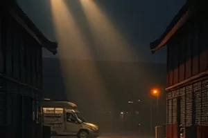 《木工房的下午》剧照，刨花在斜射光里落向地面